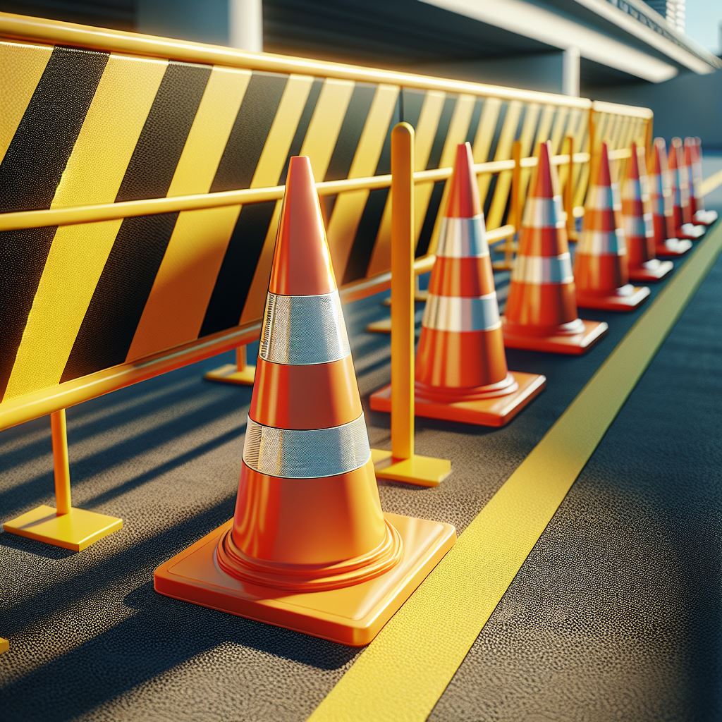 Conos y barda de construcción